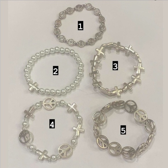 Jewellery Faory Grunge 90s Y2k Pearl Elastic Bead Bracelets ☮️🎧🌿💫 - Picture 2 of 8